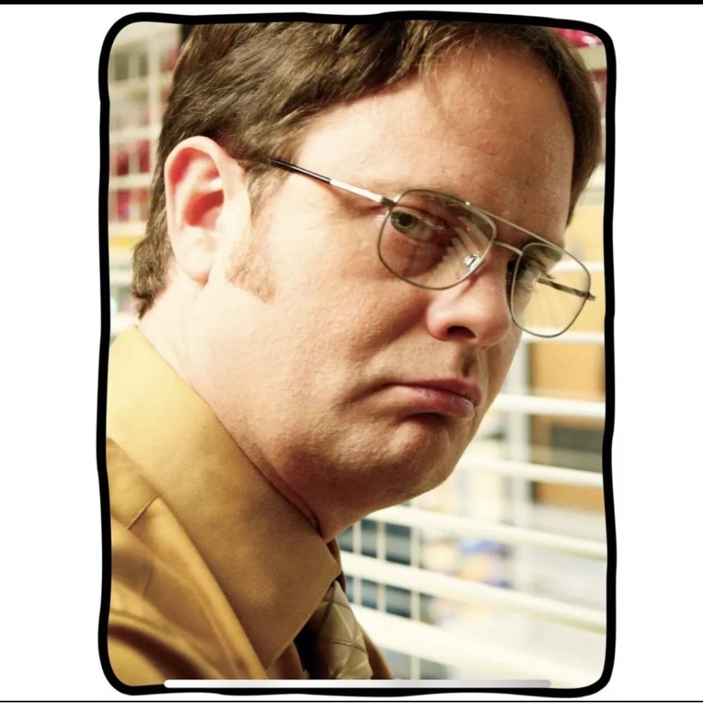 The Office Fleece Blanket Dwight Schrute Face 45 x 60 Soft Throw NBC Yellow NEW